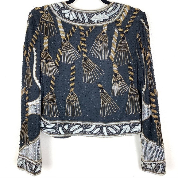 Vintage Retro Silk Embellished Jacket - Picture 8 of 8